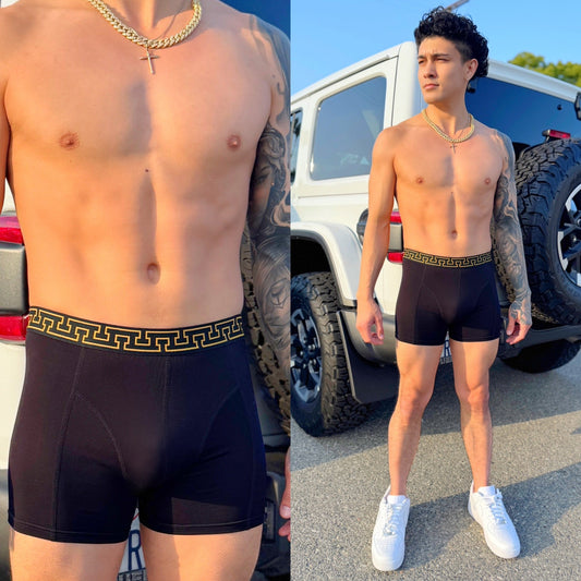 Black Greco Boxer Briefs, front side color