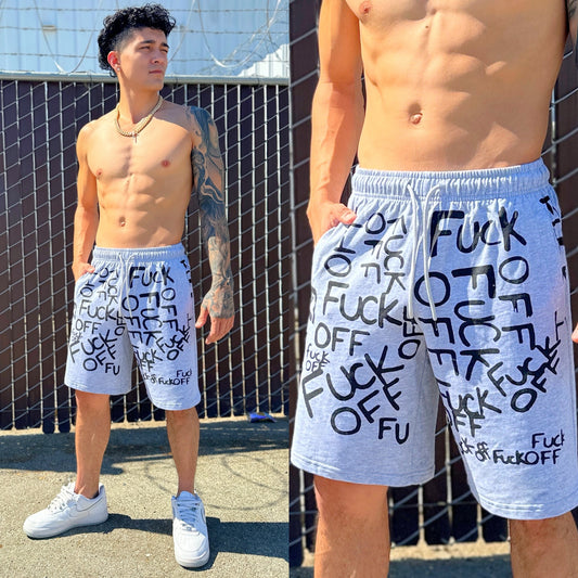 Grey "F Off" Shorts