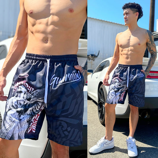Dark Grey Guardian Angel Shorts, Front Side