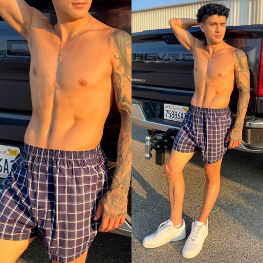 Dark Blue Plaid Boxer Shorts – All-Day Ease with Classic Plaid Cool 💙