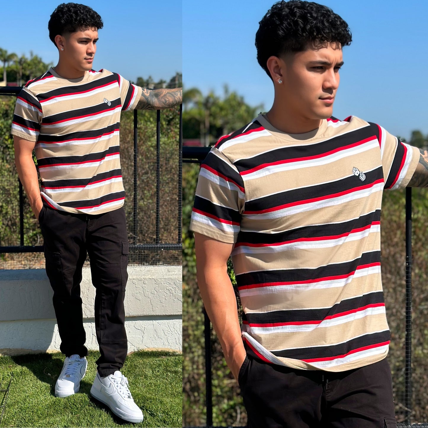 FINAL SALE Desert Dice 🎲 Stripped Crew Neck T-Shirt