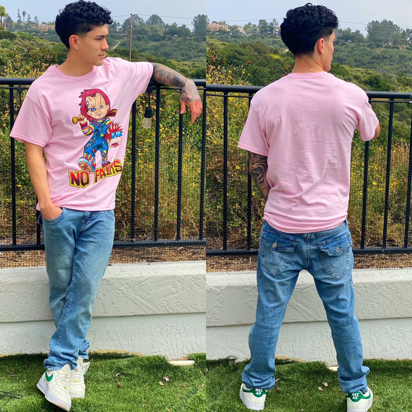 FINAL SALE Pink Chucky Graphic Tee Crew Neck T-Shirt