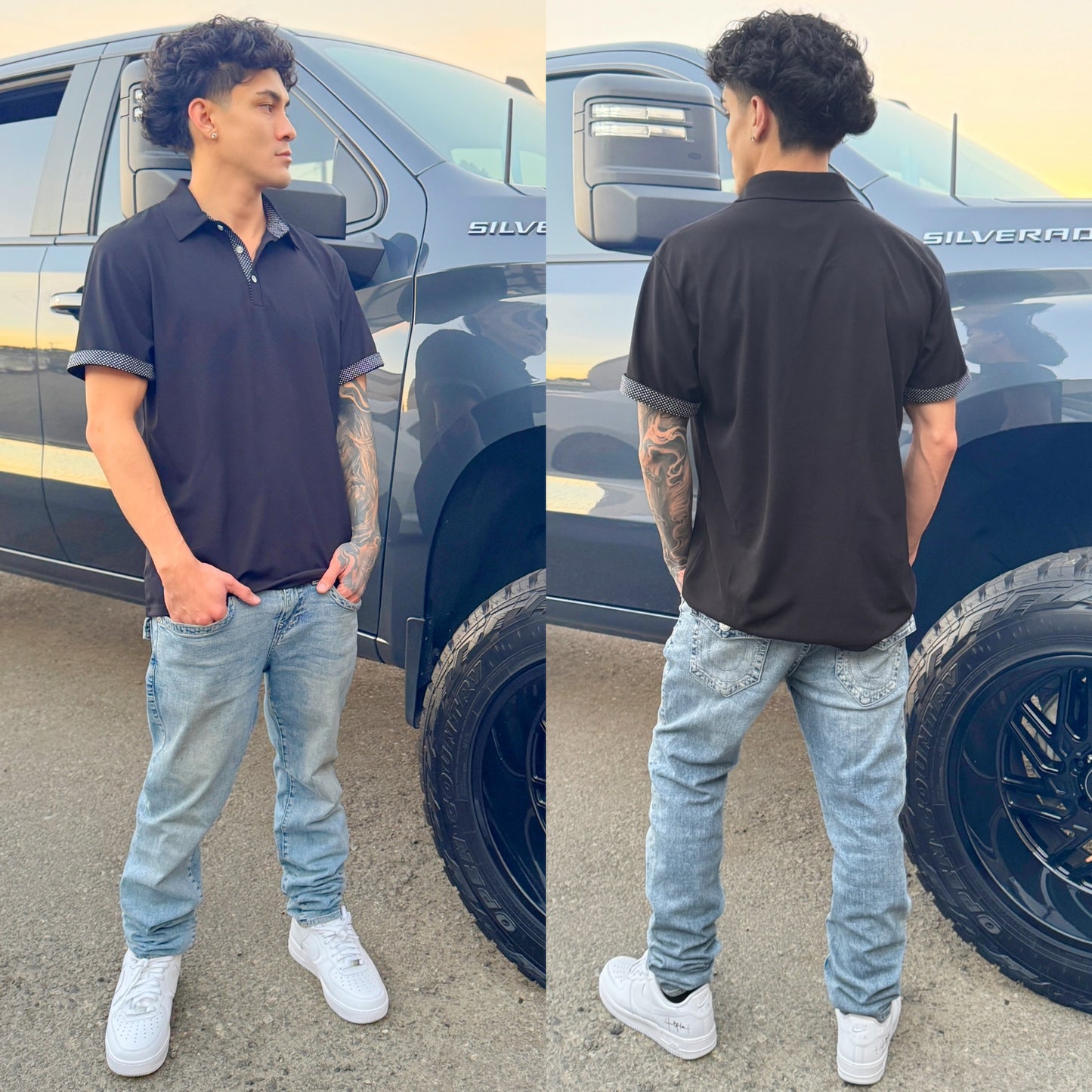 Black Shoreline Flex Polo Shirt , detail