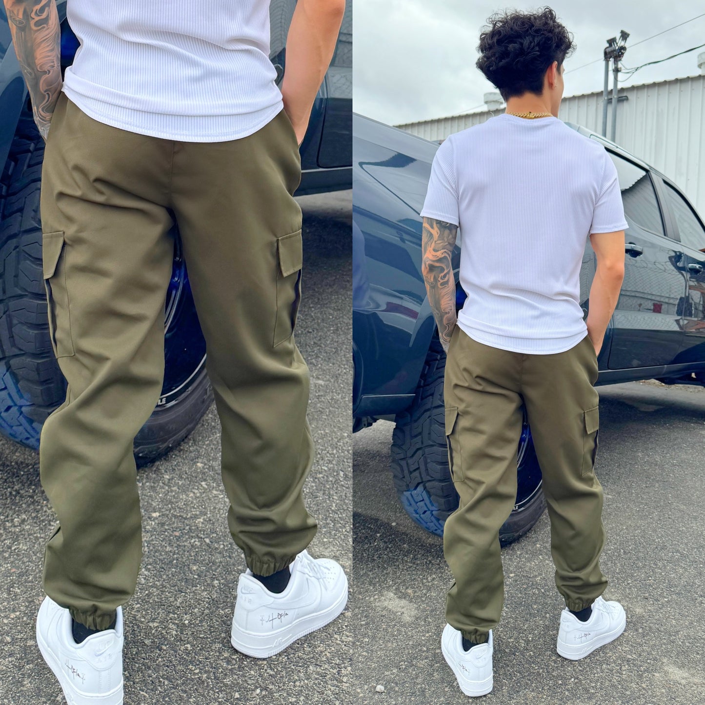 Cali Hustler Hunter Green Cargo Jogger Pants