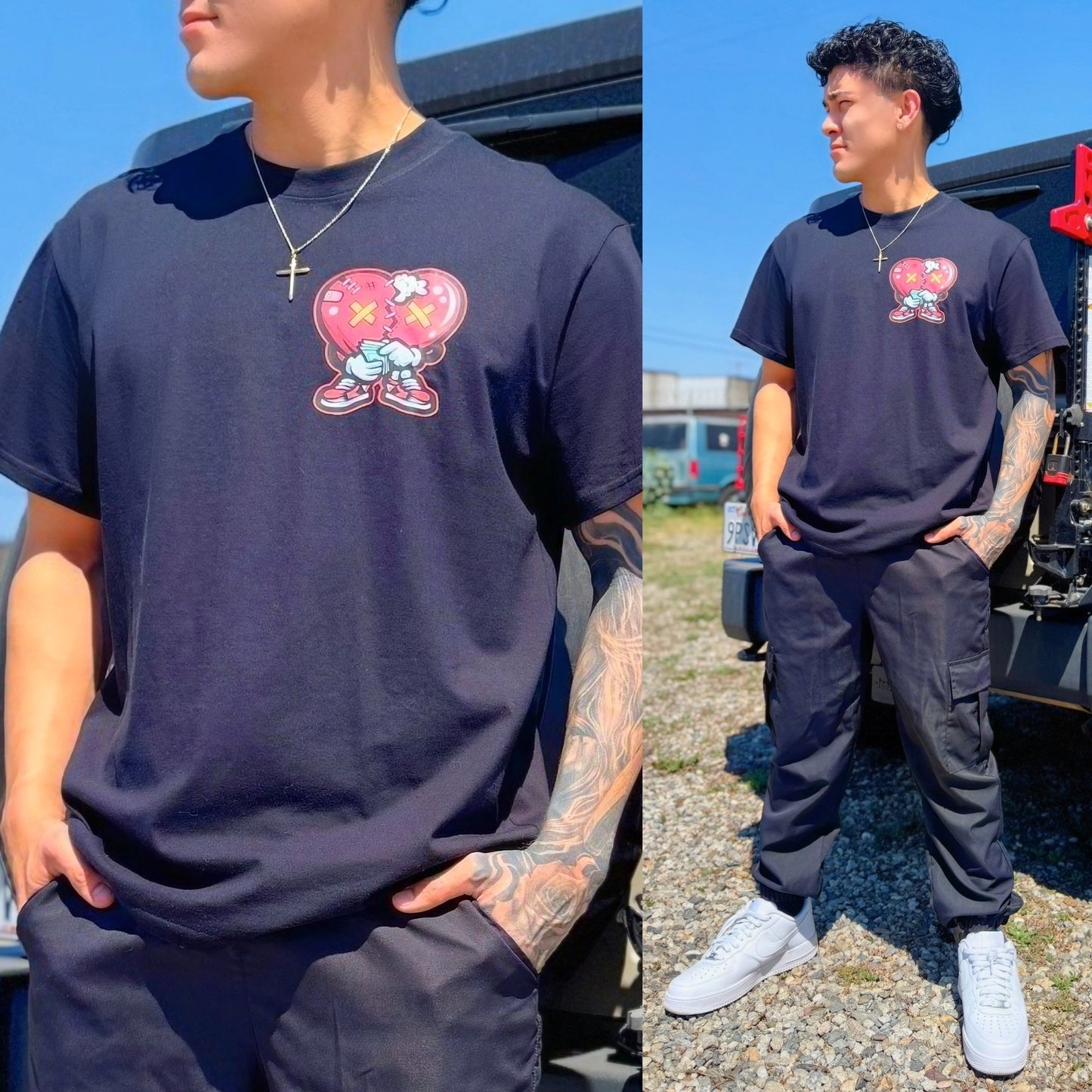 Black Heartbreaker Crew Neck T-Shirt, front side