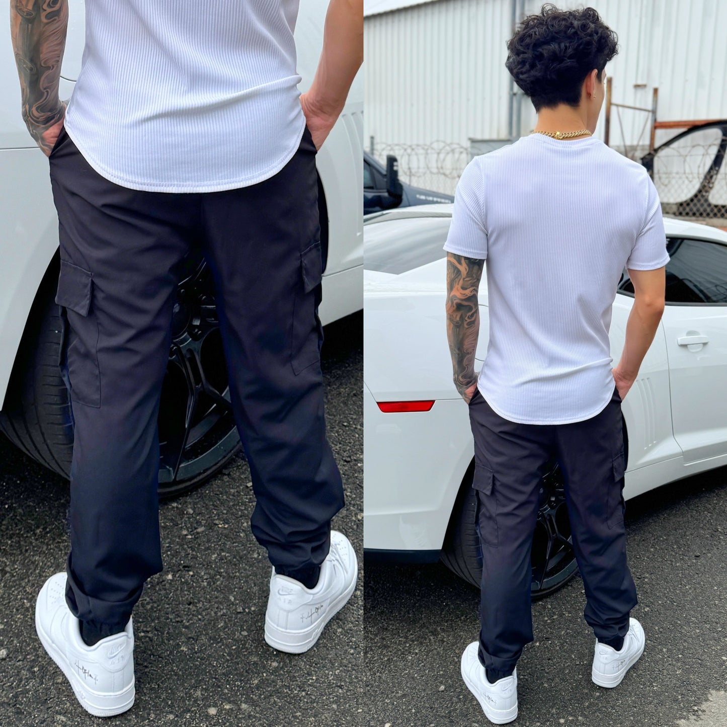 Cali Hustler Black Cargo Jogger Pants, back side