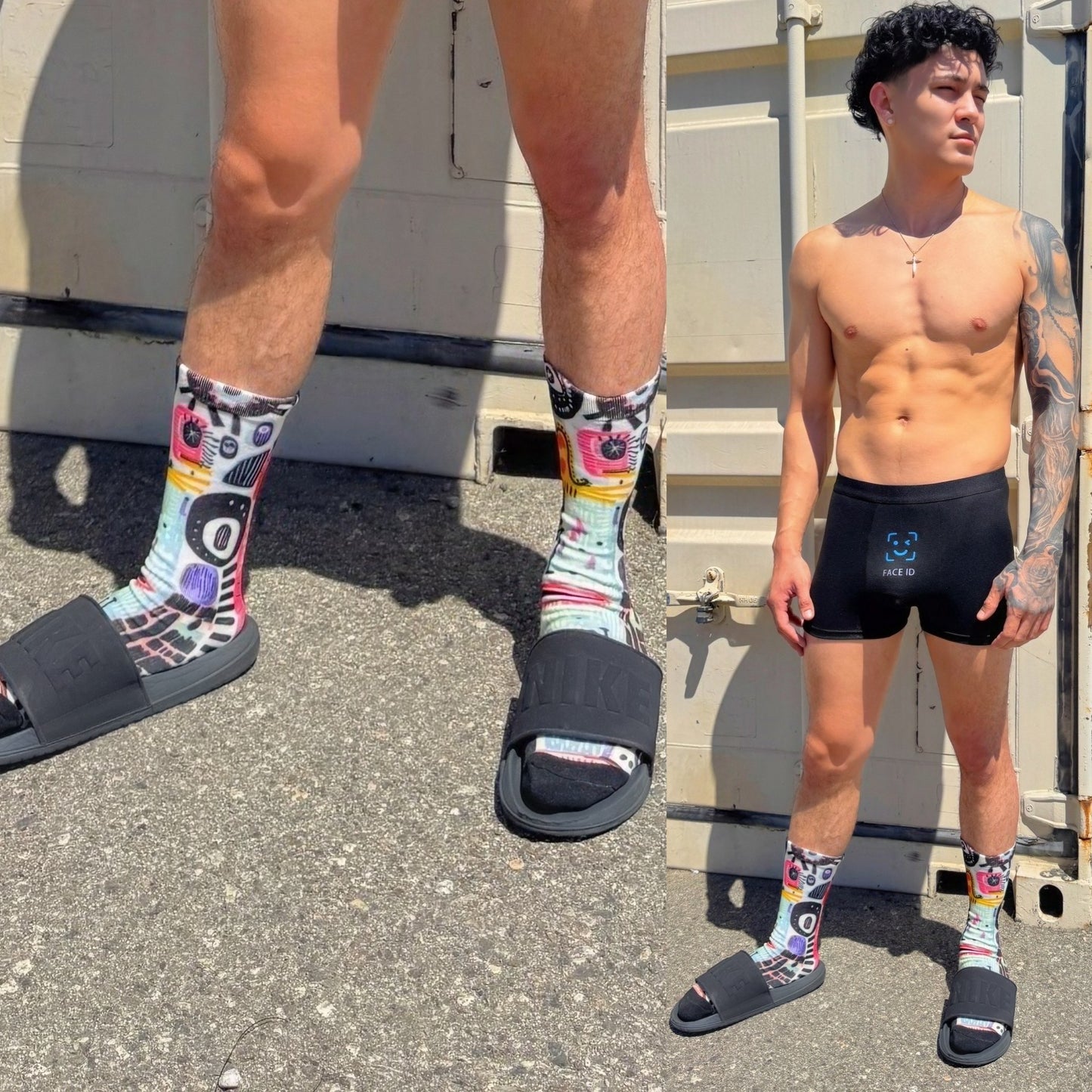 Trippy Art Compression Crew Socks, front side