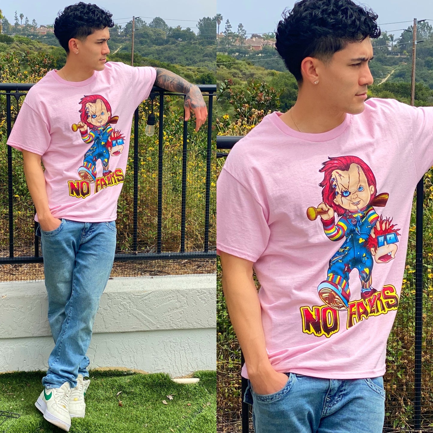 FINAL SALE Pink Chucky Graphic Tee Crew Neck T-Shirt