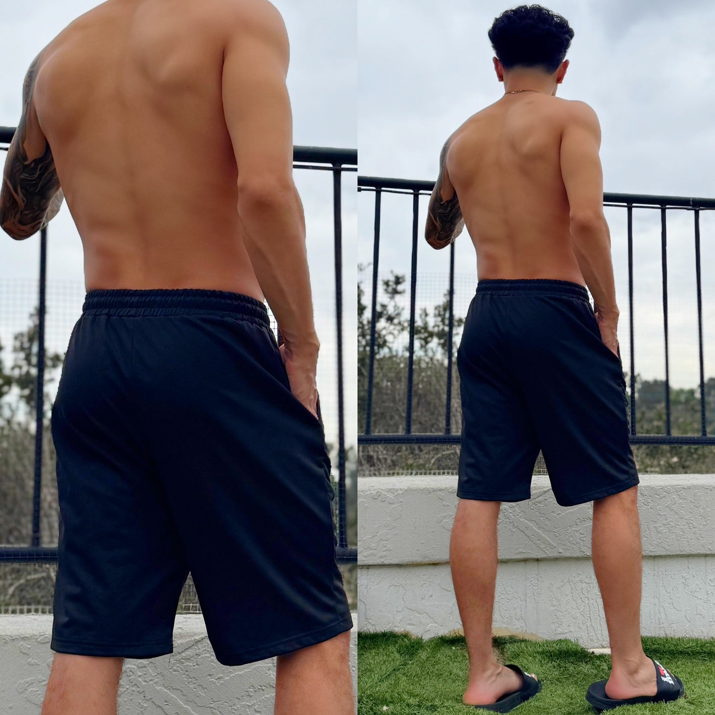 Hoochie Daddy Black Sweatshorts, back side