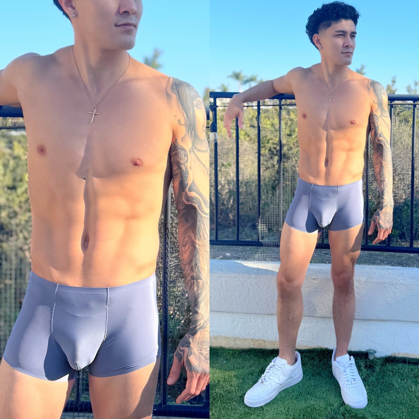 Gun Metal Gray Boxer Briefs, front side