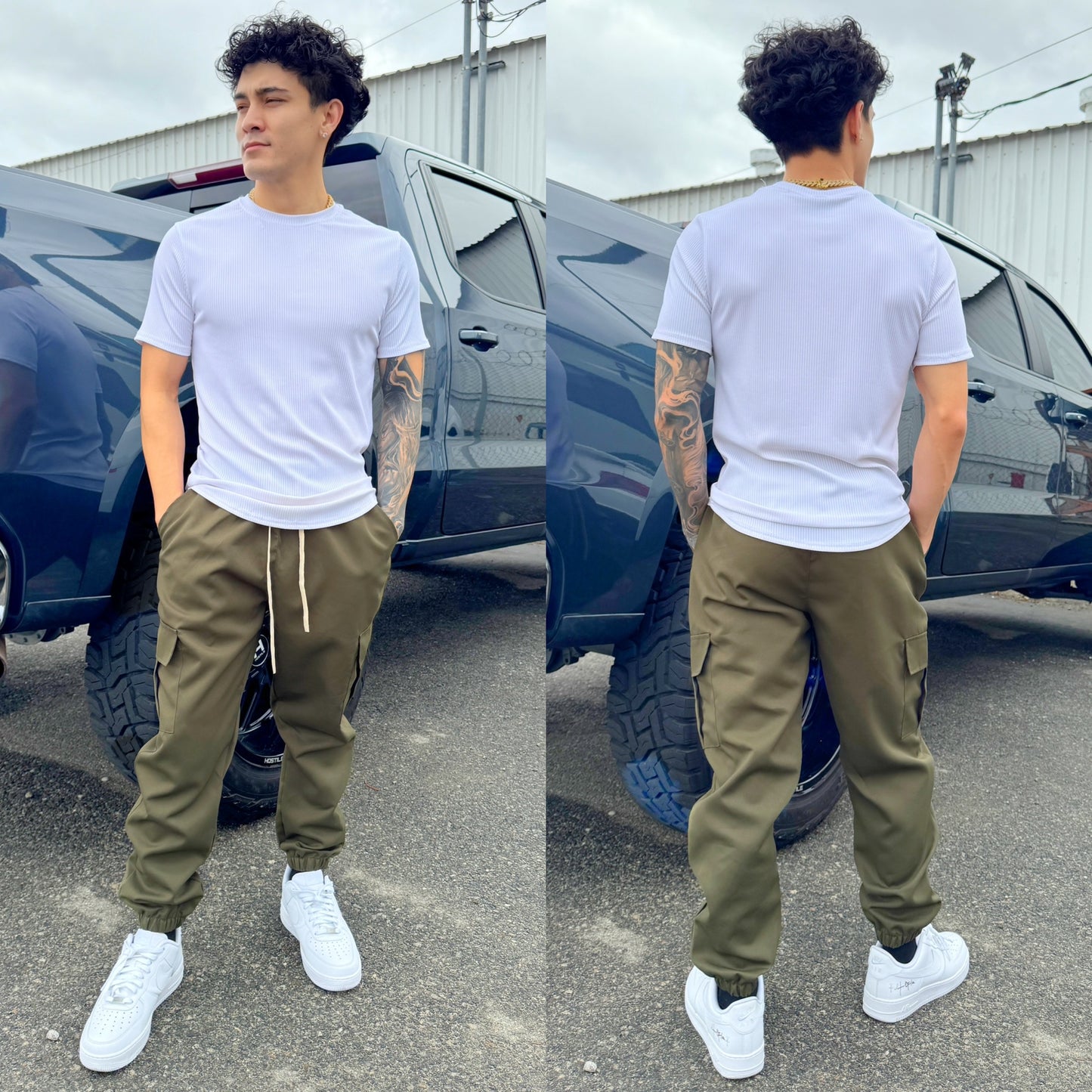 Cali Hustler Hunter Green Cargo Jogger Pants