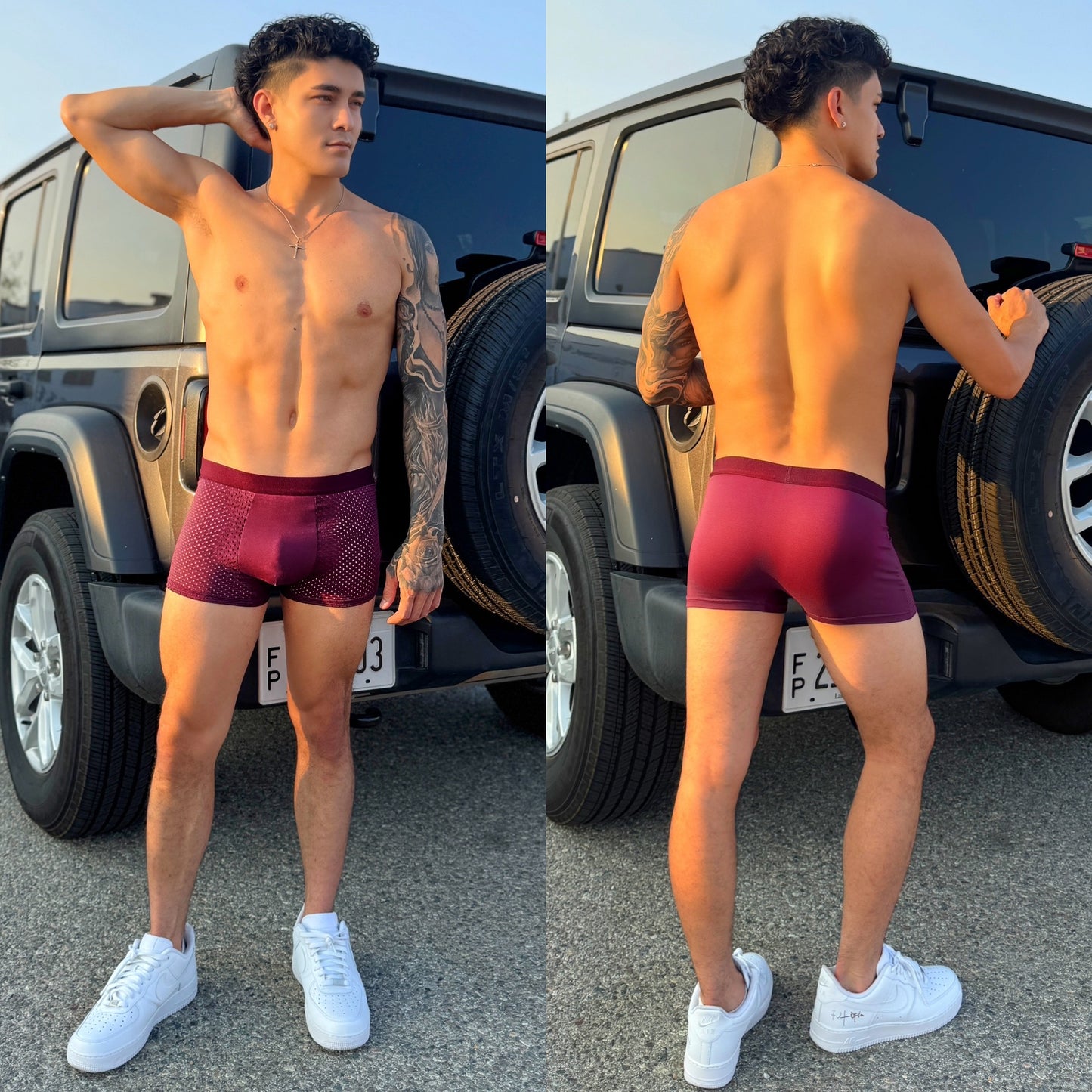 Plum Purple Mesh Boxer Briefs, color