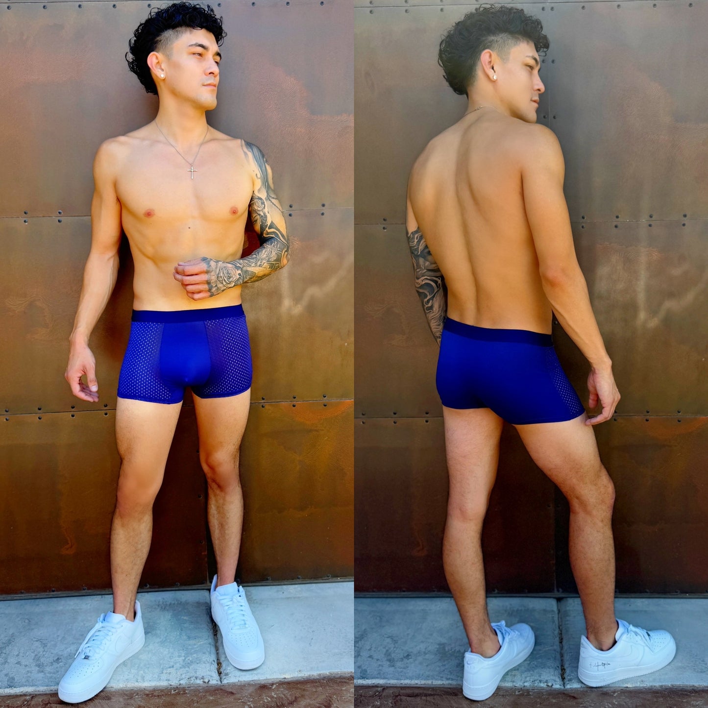 Deep Ocean Blue Mesh Boxer Briefs, detail