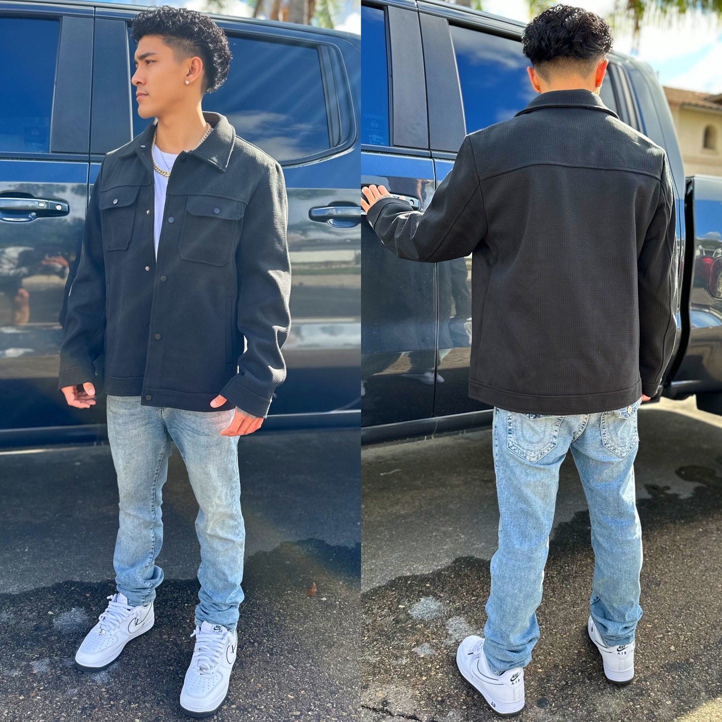 FINAL SALE Winter Wool Black Trucker Jacket