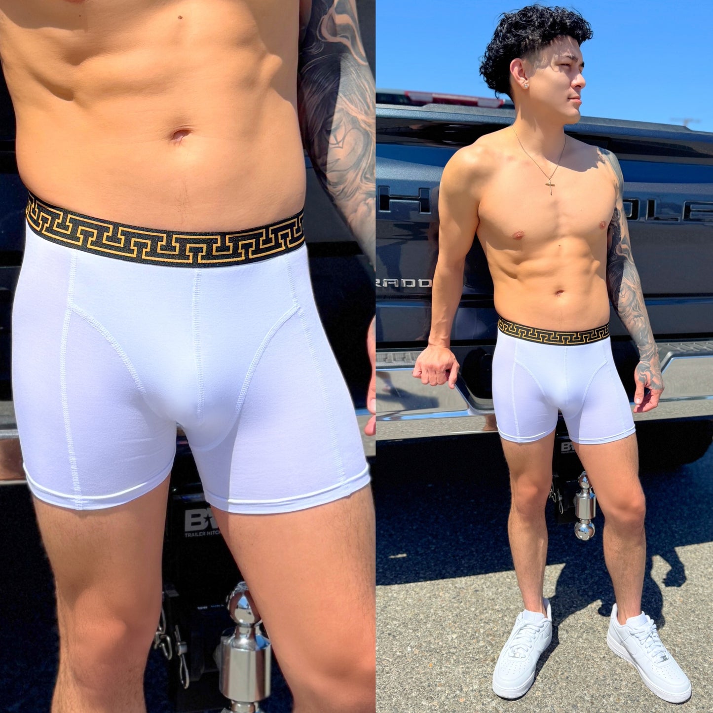 White Greco Boxer Briefs, front side