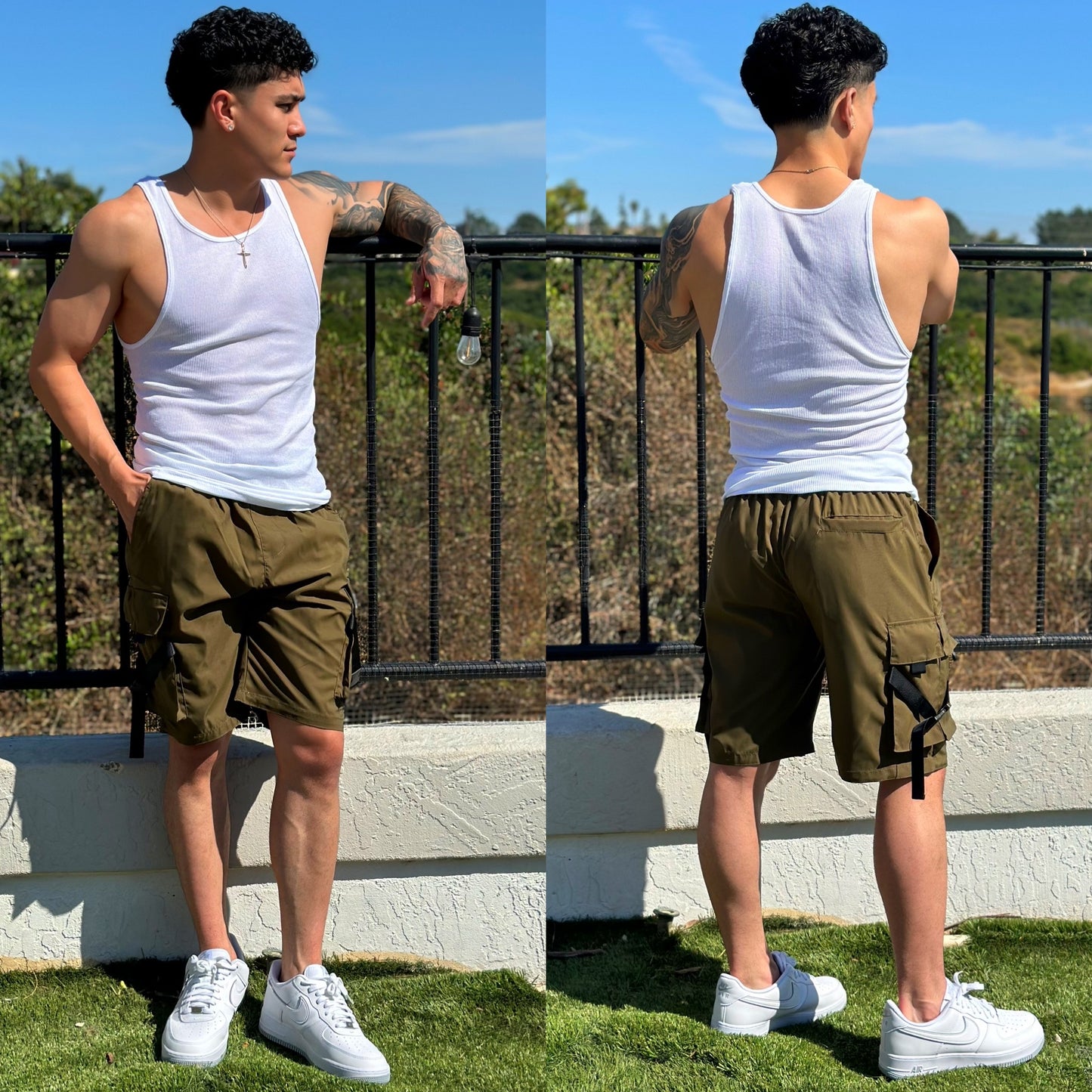 Cali Olive Green Cargo Shorts π« π