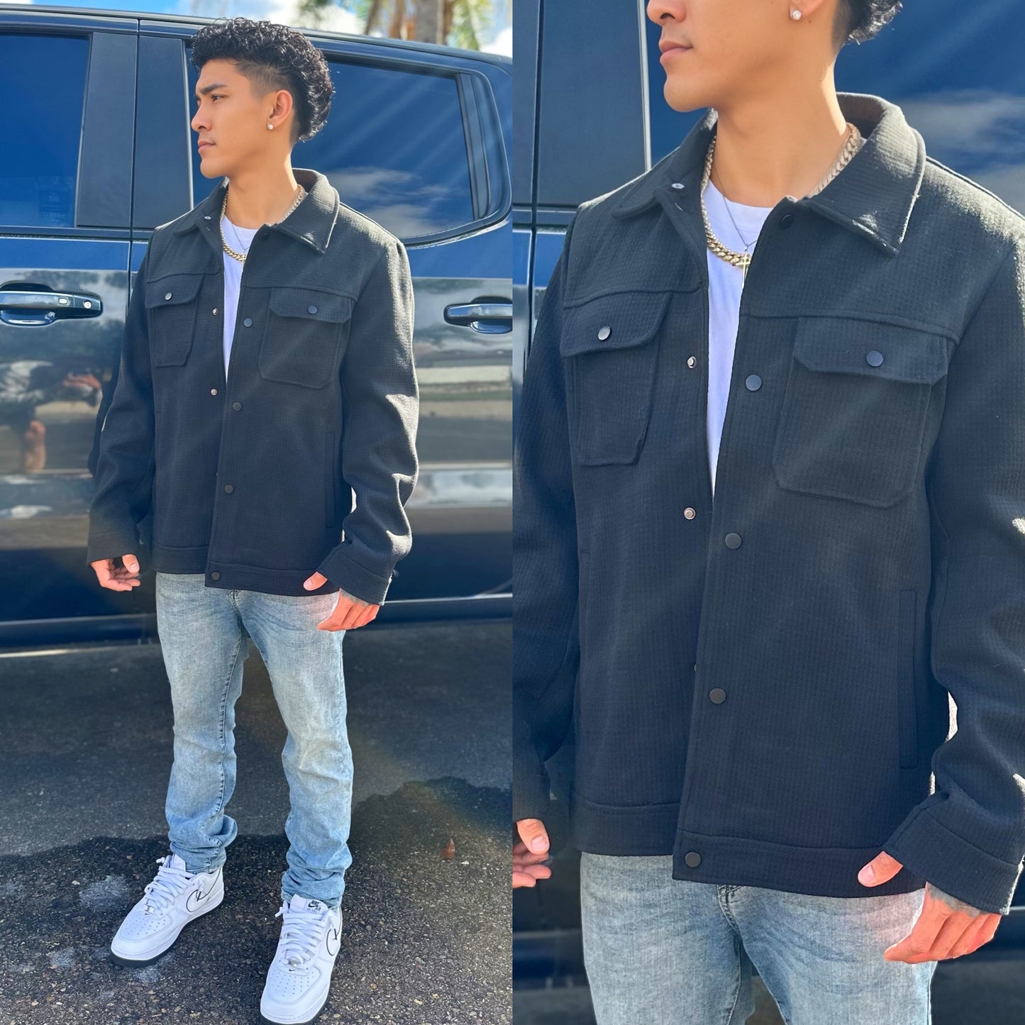 FINAL SALE Winter Wool Black Trucker Jacket