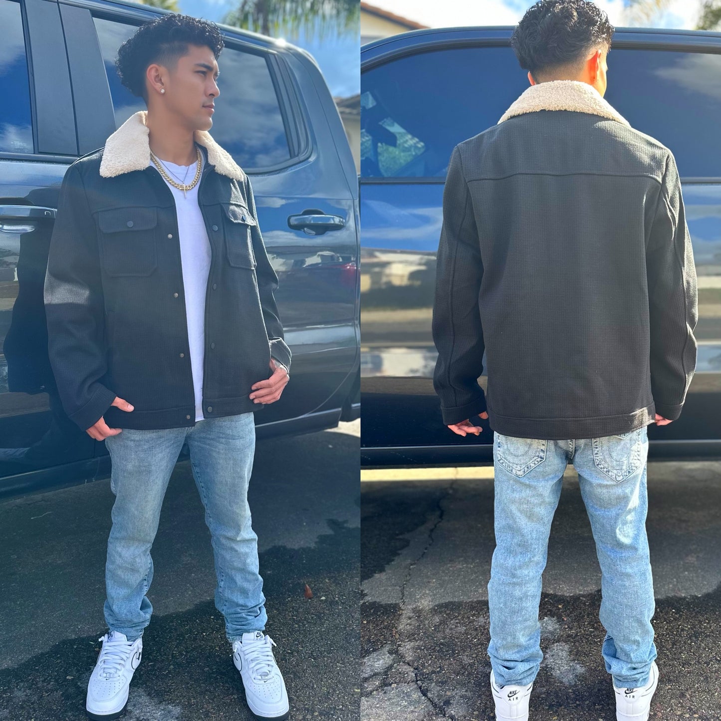 FINAL SALE Winter Wool Black Trucker Jacket