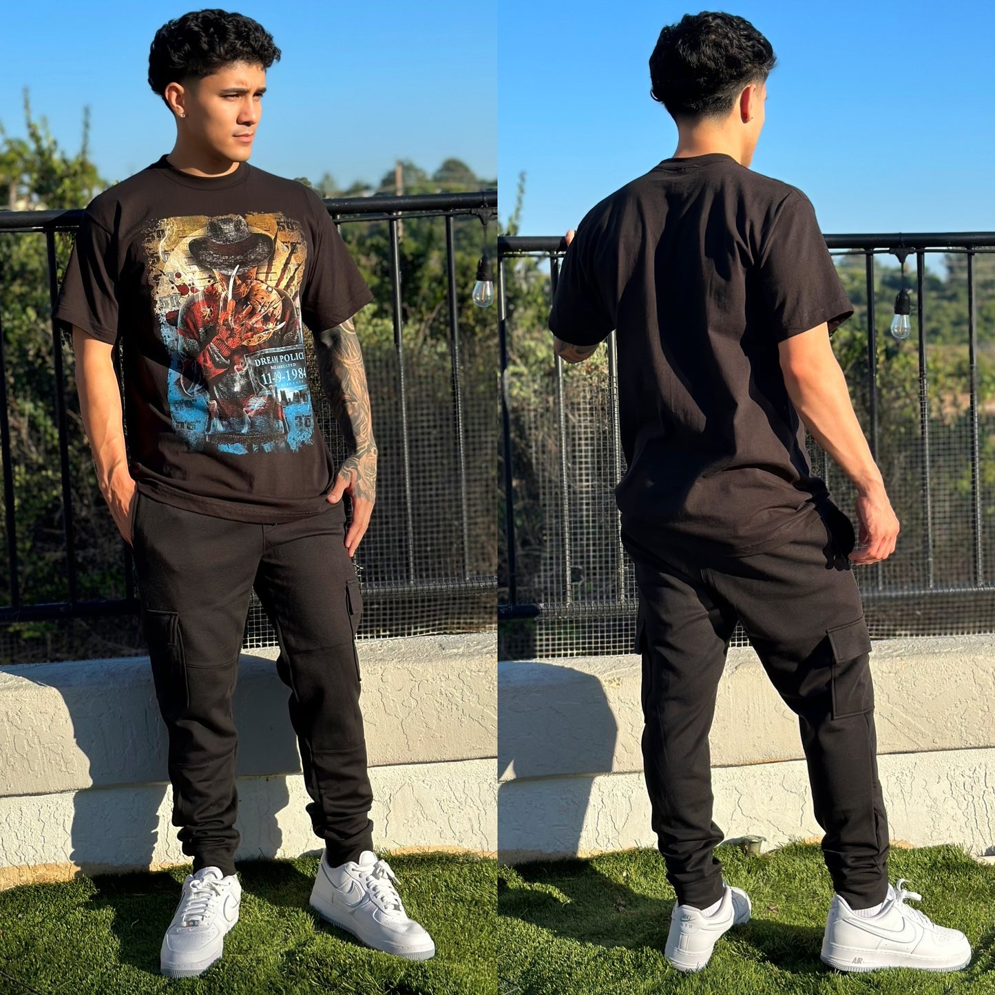 FINAL SALE "A Nightmare on Elm Street" Dream Police Graphic Tee Black Crew Neck T-Shirt