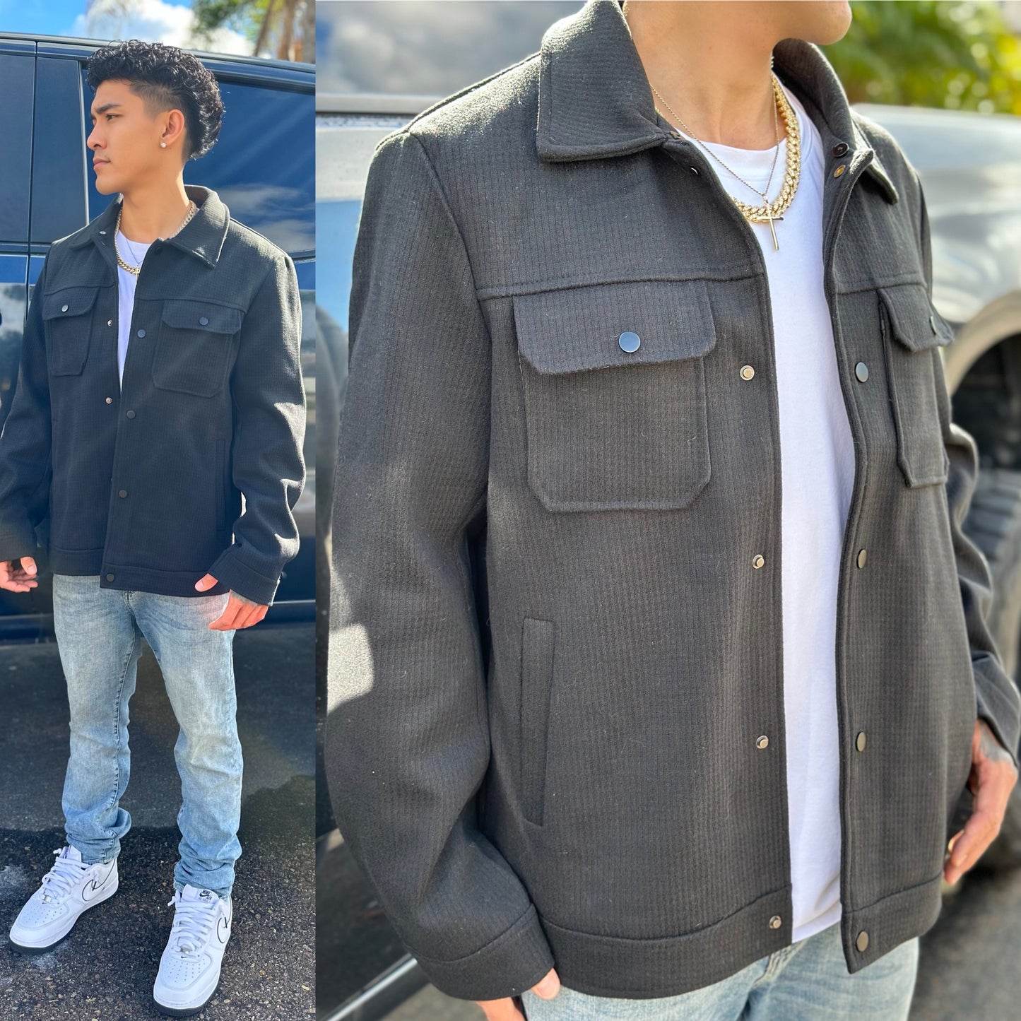 FINAL SALE Winter Wool Black Trucker Jacket
