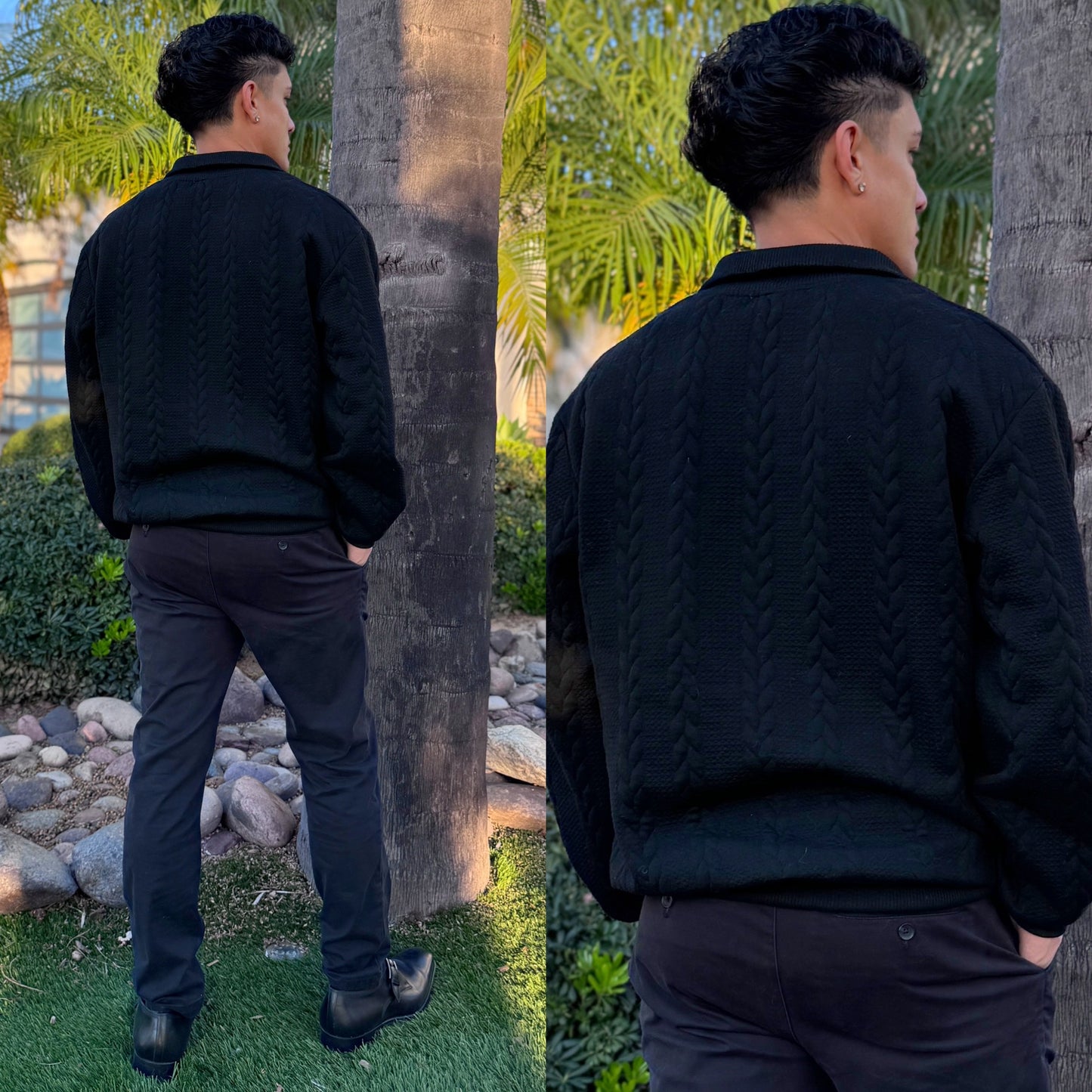 Black Quarter-Zip Sweatshirt
