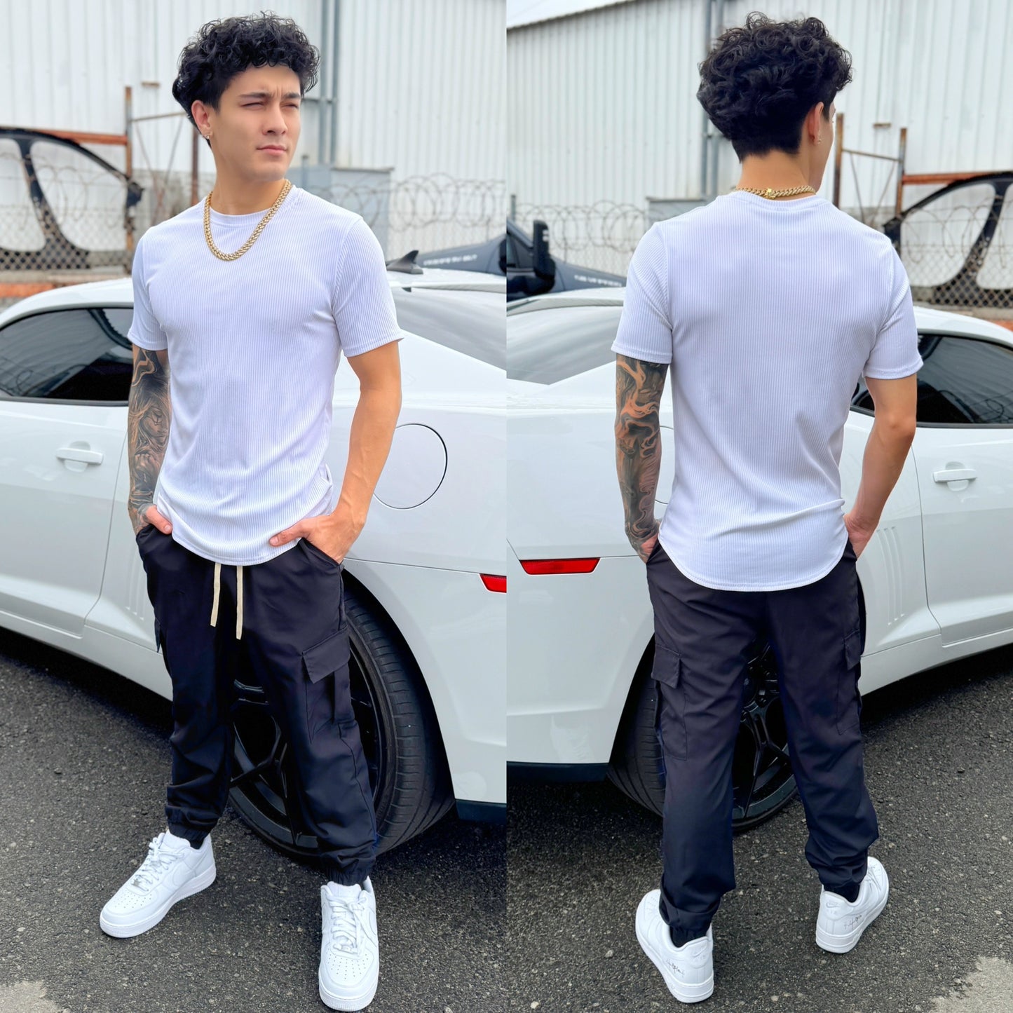 Cali Hustler Black Cargo Jogger Pants, detail