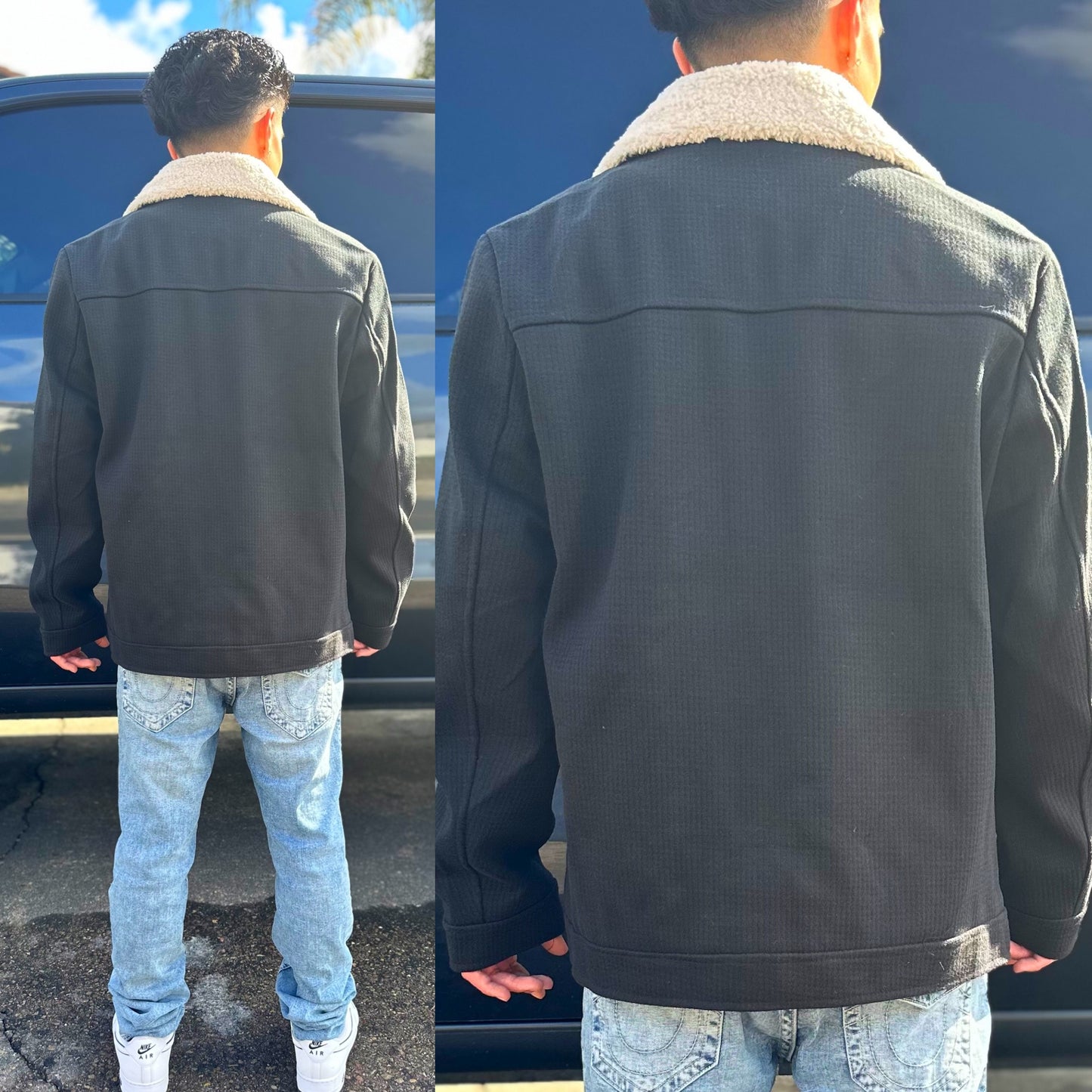 FINAL SALE Winter Wool Black Trucker Jacket