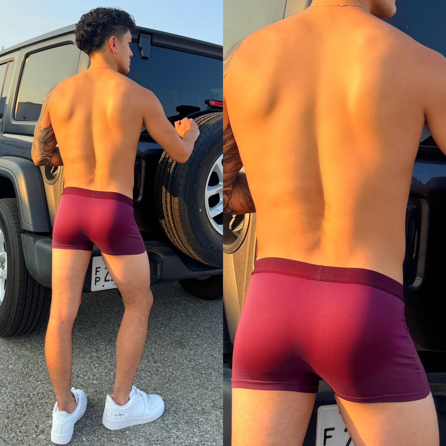 Plum Purple Mesh Boxer Briefs, back side