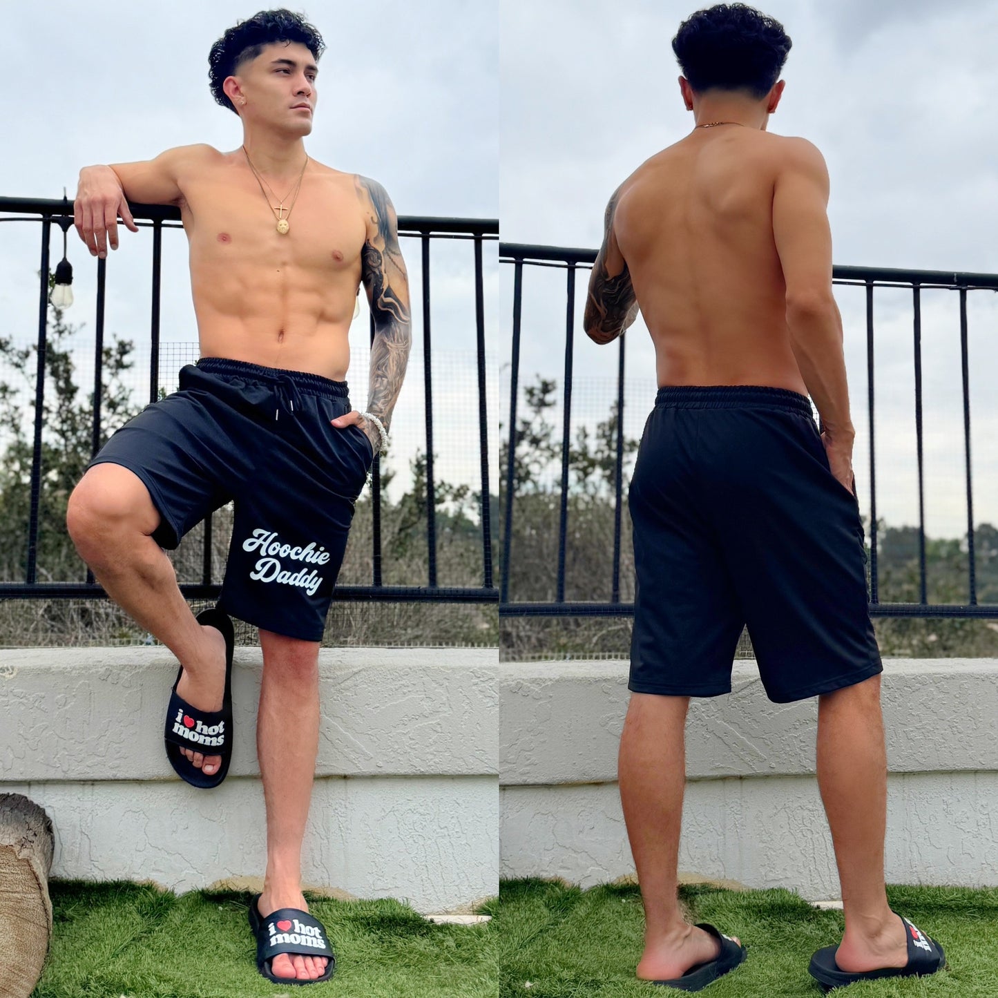 Hoochie Daddy Black Sweatshorts, color