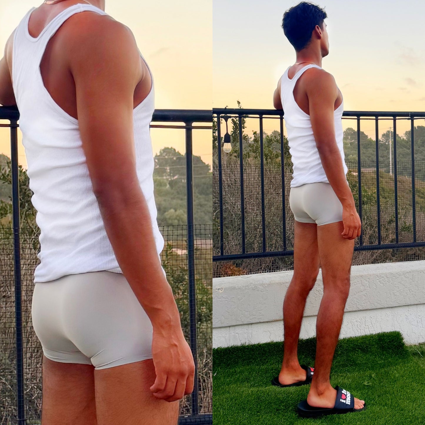 Nico Mendoza in Strands of Silver Boxer Briefs, Backside