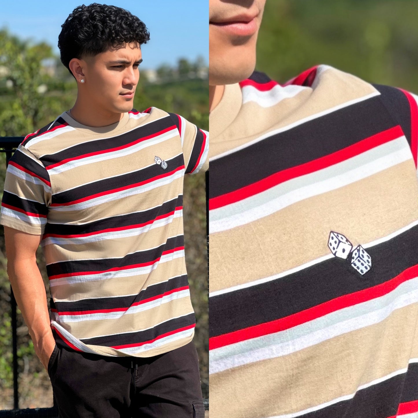 FINAL SALE Desert Dice 🎲 Stripped Crew Neck T-Shirt