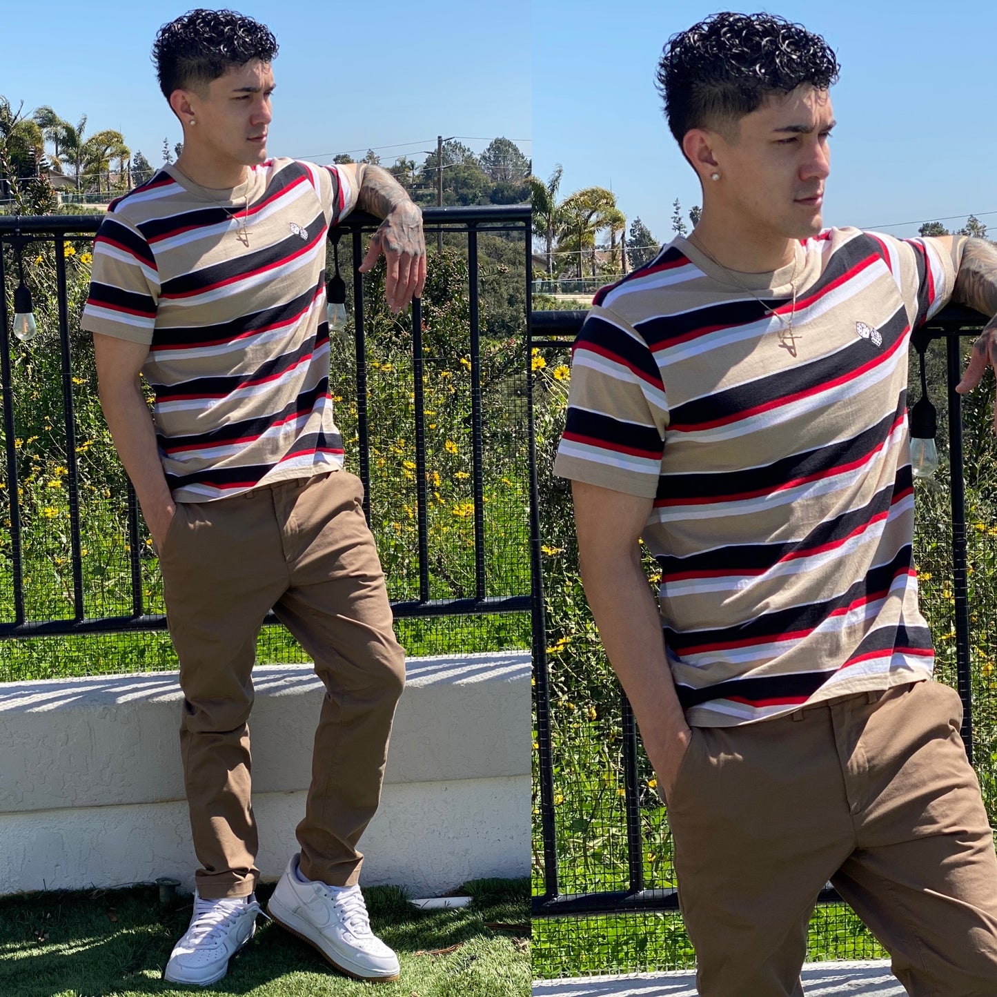 FINAL SALE Desert Dice 🎲 Stripped Crew Neck T-Shirt