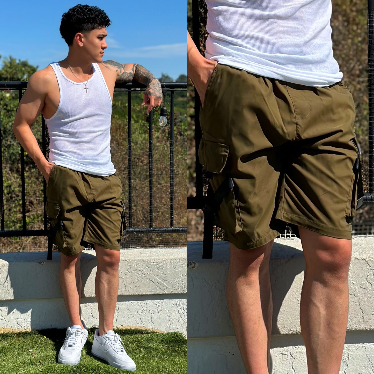 Cali Olive Green Cargo Shorts π« π