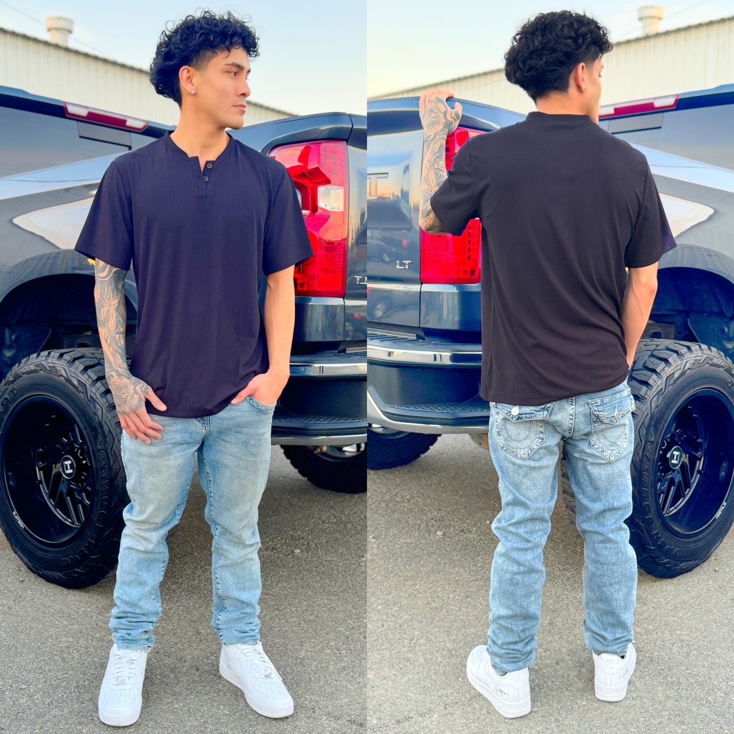 Stealth Mode Black Henley Shirt, color
