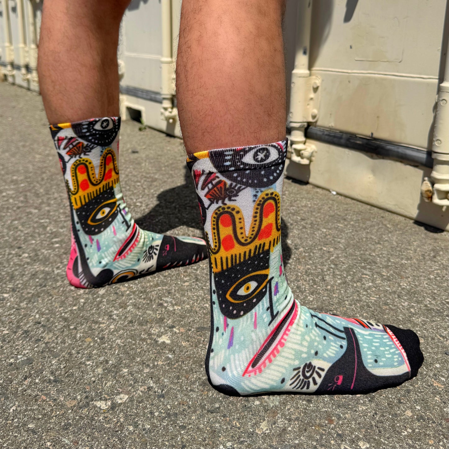 Trippy Art Compression Crew Socks, back side