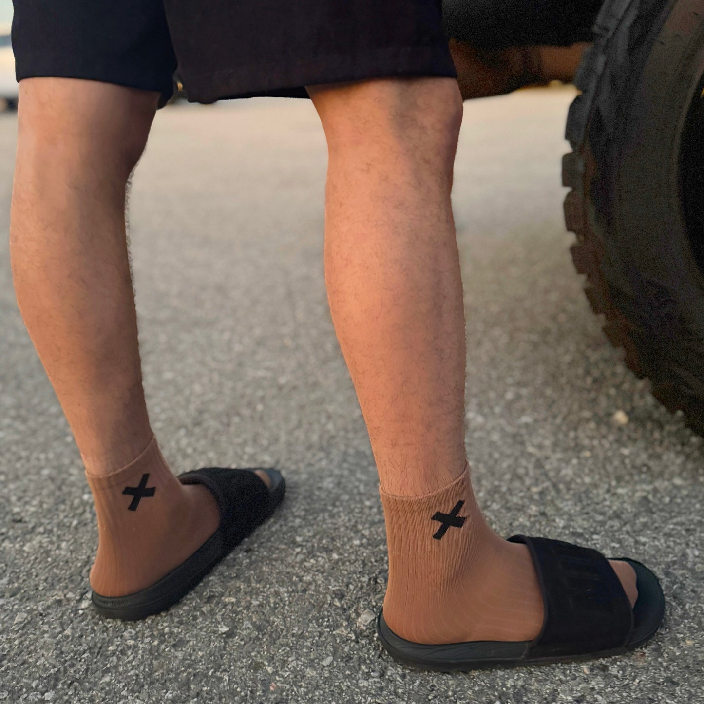 Urban X-Treme Brown Crew Socks, close-up