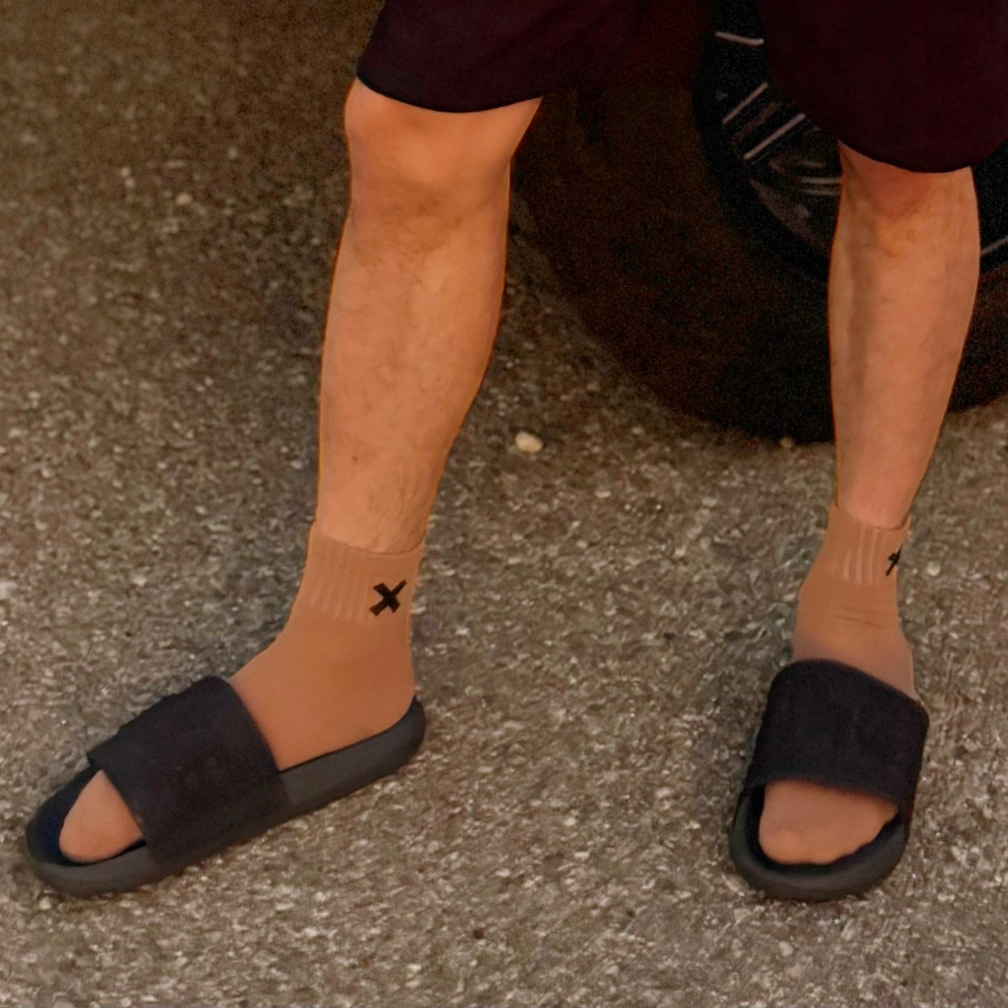 Urban X-Treme Brown Crew Socks, detail