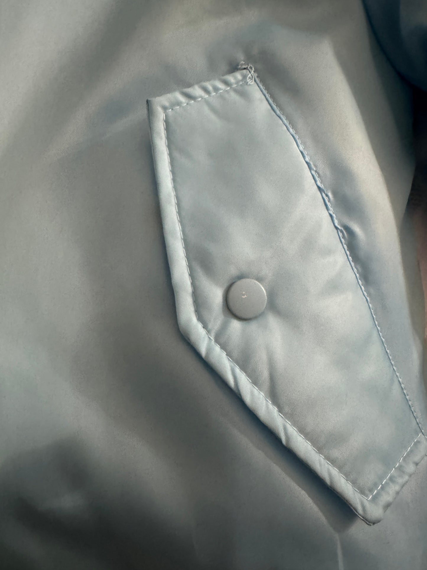 FINAL SALE! LAST ONE! Minor Scratch on Button. 1/2 OFF! Baby Blue Bomber Jacket