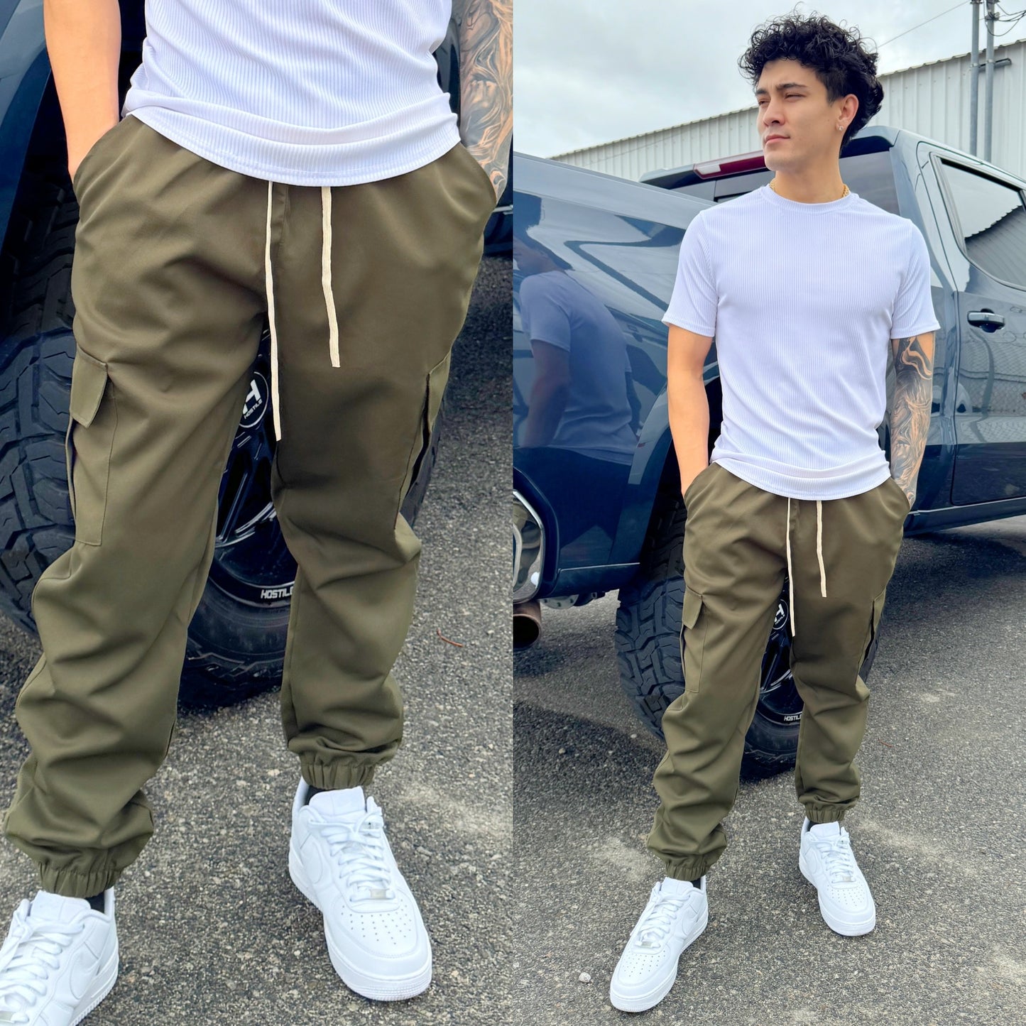 Cali Hustler Hunter Green Cargo Jogger Pants