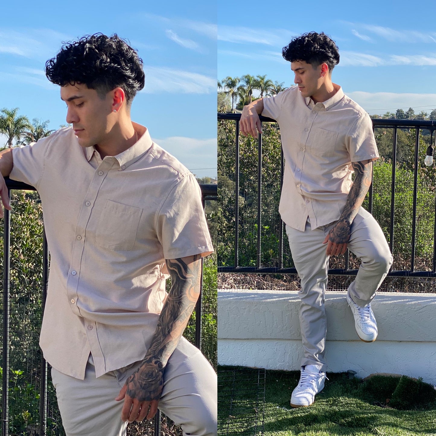 FINAL SALE Cali Crisp Khaki Button Up Shirt