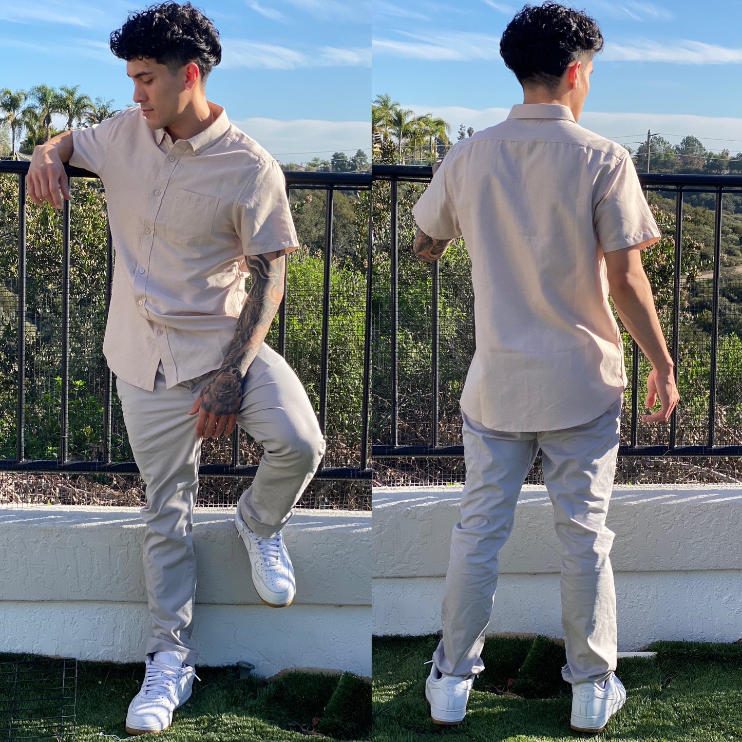 FINAL SALE Cali Crisp Khaki Button Up Shirt