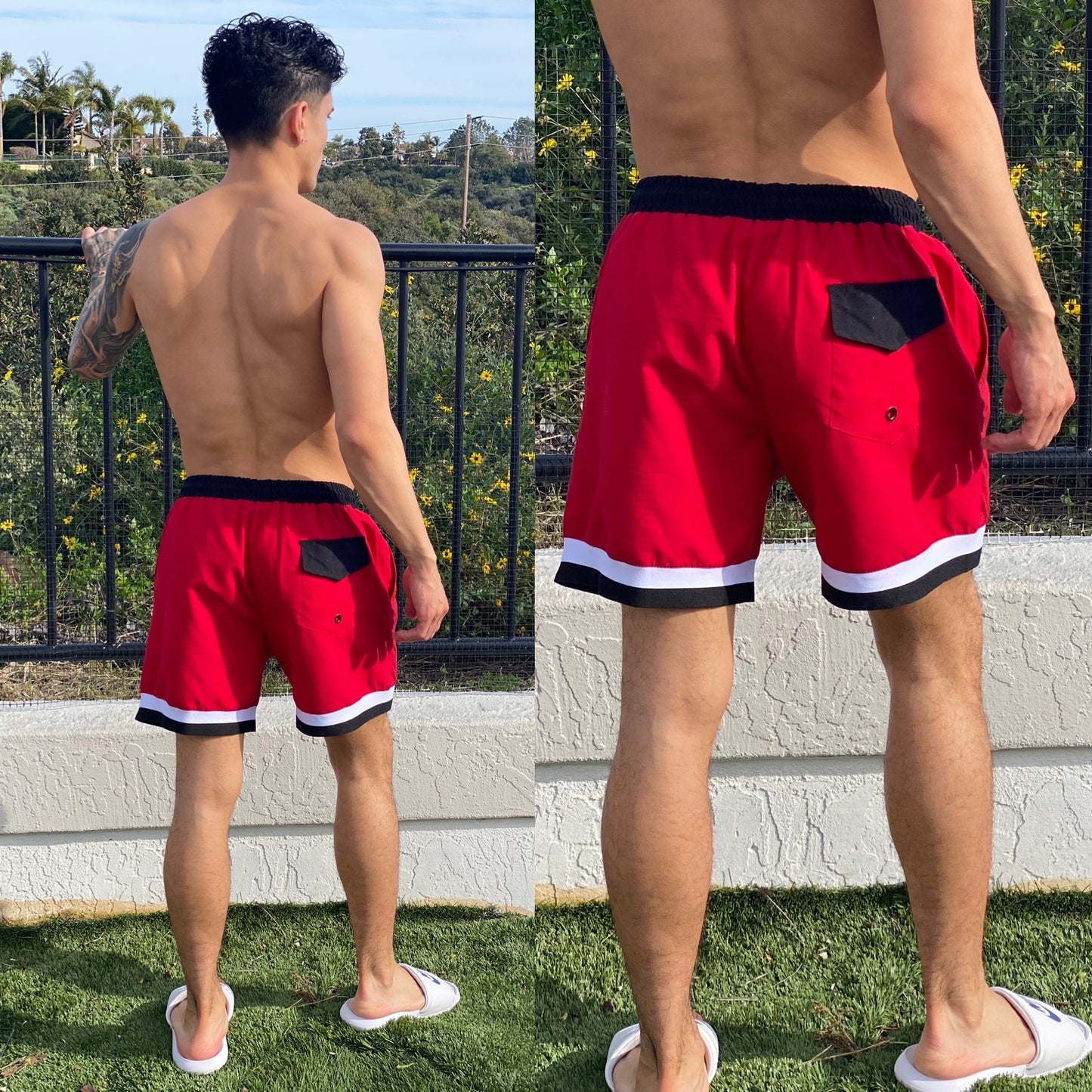 Red California Republic Swim Shorts