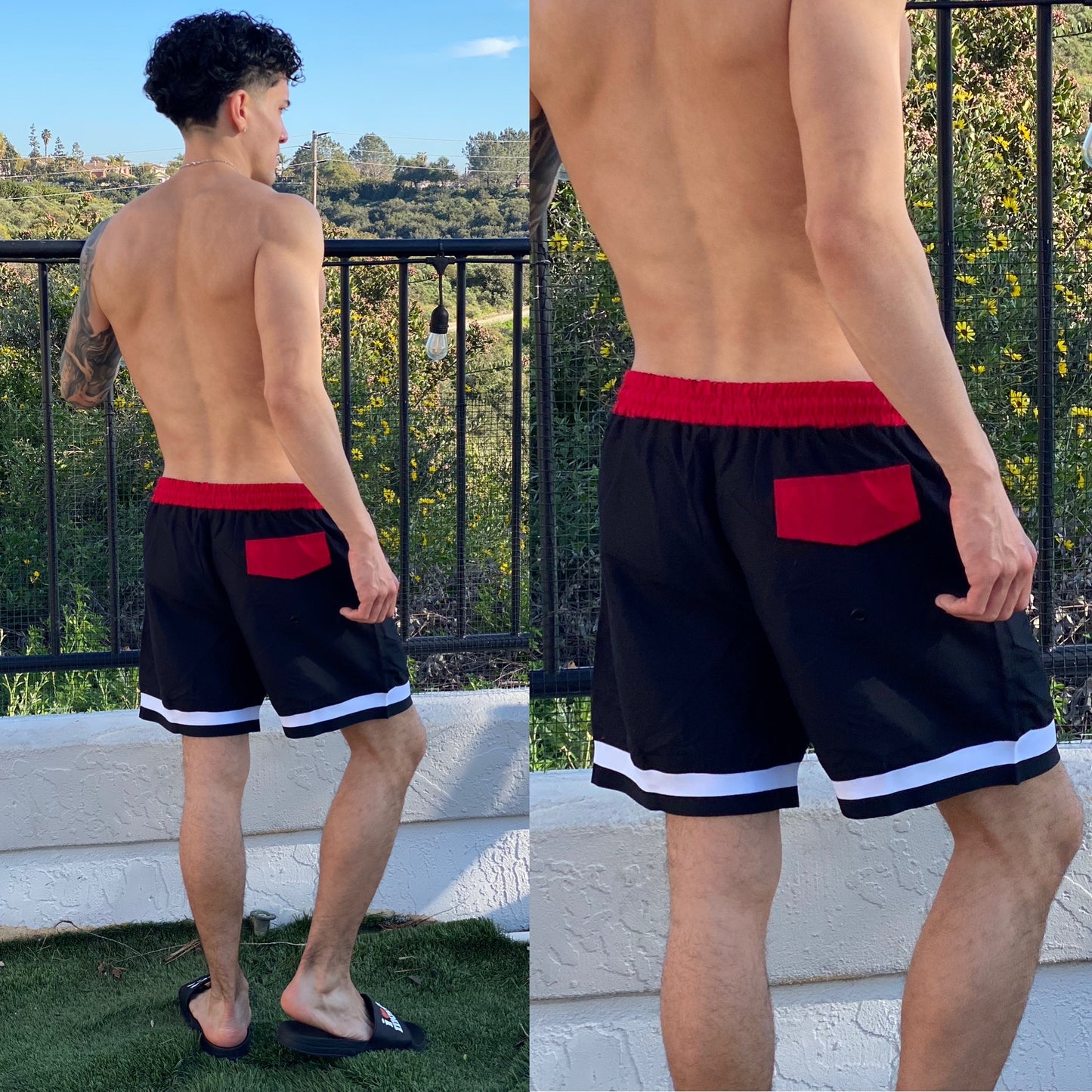 Shorts de baloncesto negros casuales de la costa oeste
