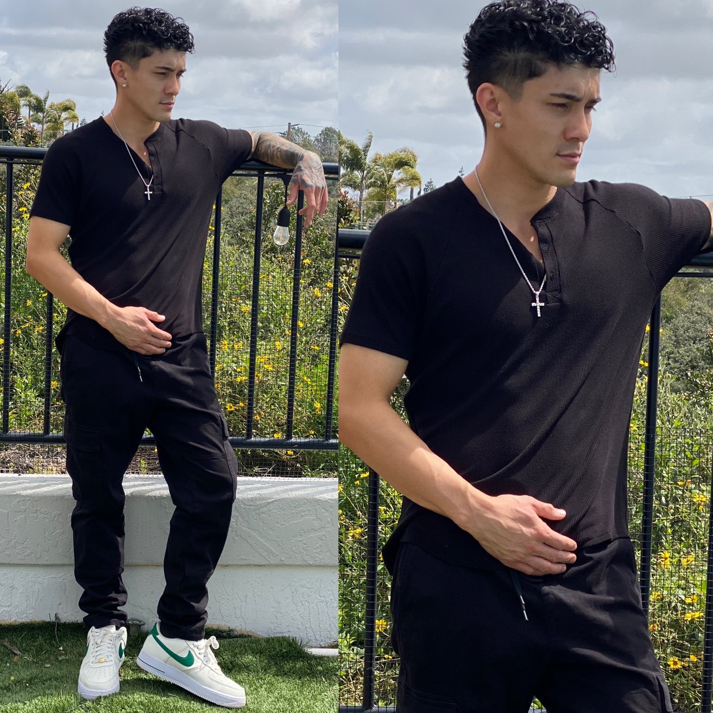 FINAL SALE LA Nights Black Rayon Henley Shirt, Made in the USA 🇺🇸