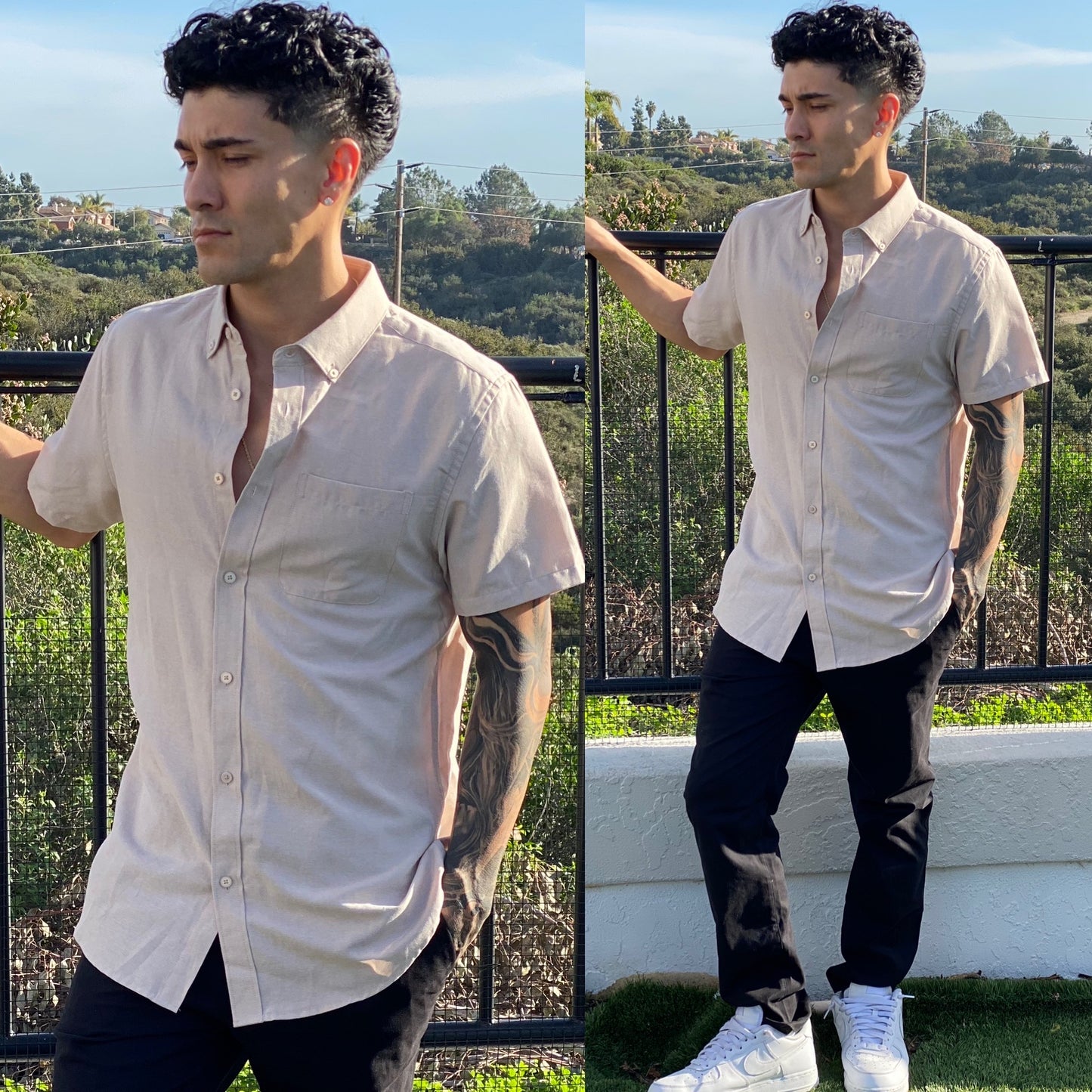 FINAL SALE Cali Crisp Khaki Button Up Shirt