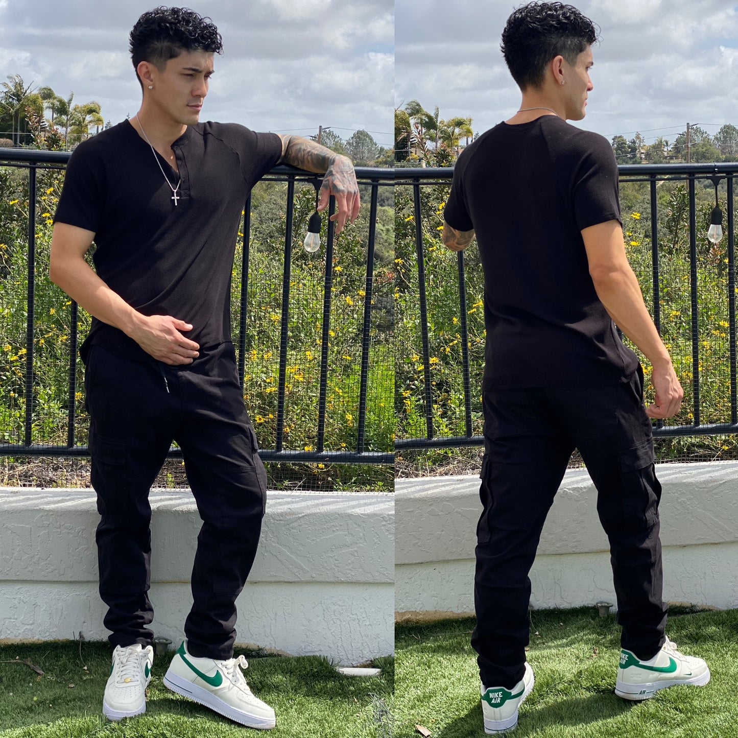 FINAL SALE LA Nights Black Rayon Henley Shirt, Made in the USA 🇺🇸