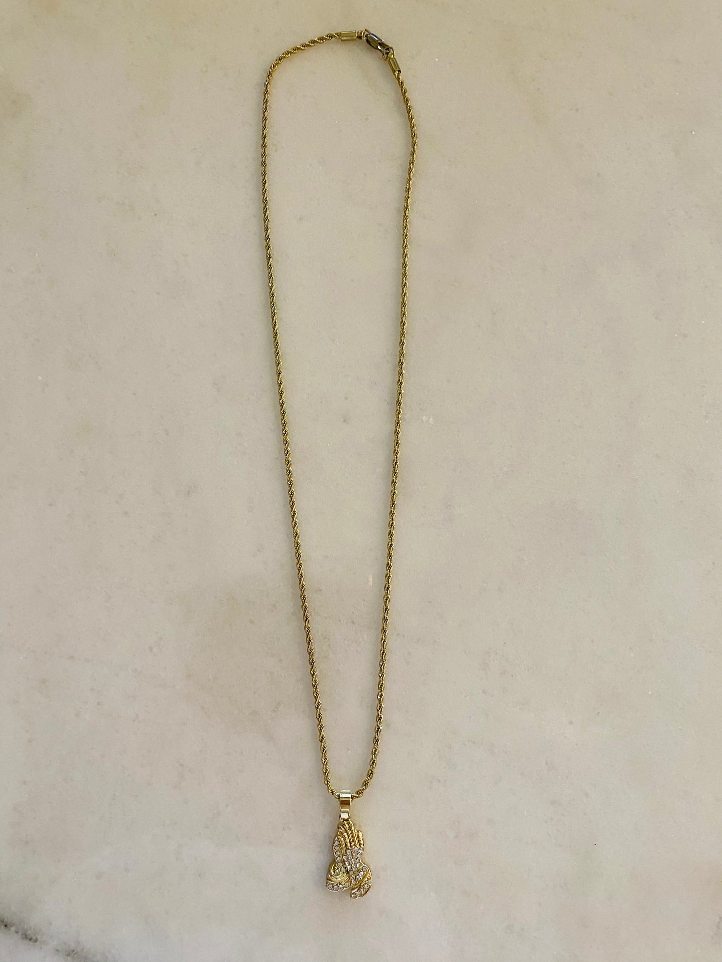 FINAL SALE Gold "Pray for Our Sins" ππ» Praying Hands Necklace, Tristan's Ice π§