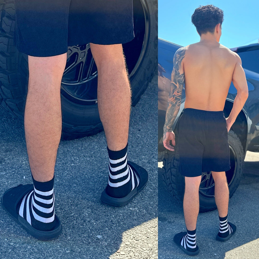 Black & White Striped Crew Socks