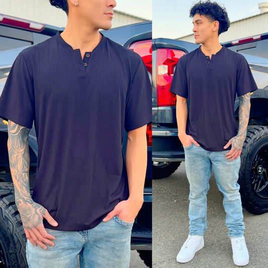 Stealth Mode Black Henley Shirt