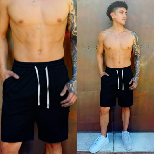 Cali King Black Sweatshorts, front side